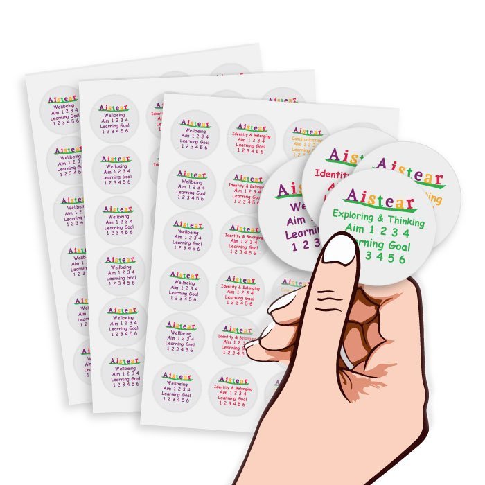 Aistear Stickers extremely popular with early years providers and primary teachers. Quick way to mark a reference to the Aistear Curriculum Framework