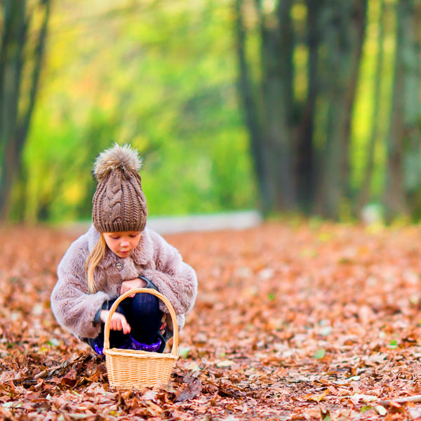 Child Collecting Leaves