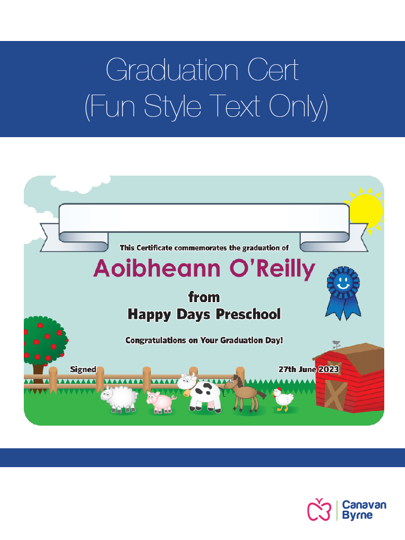 Graduation Cert - Fun Style Text-Only