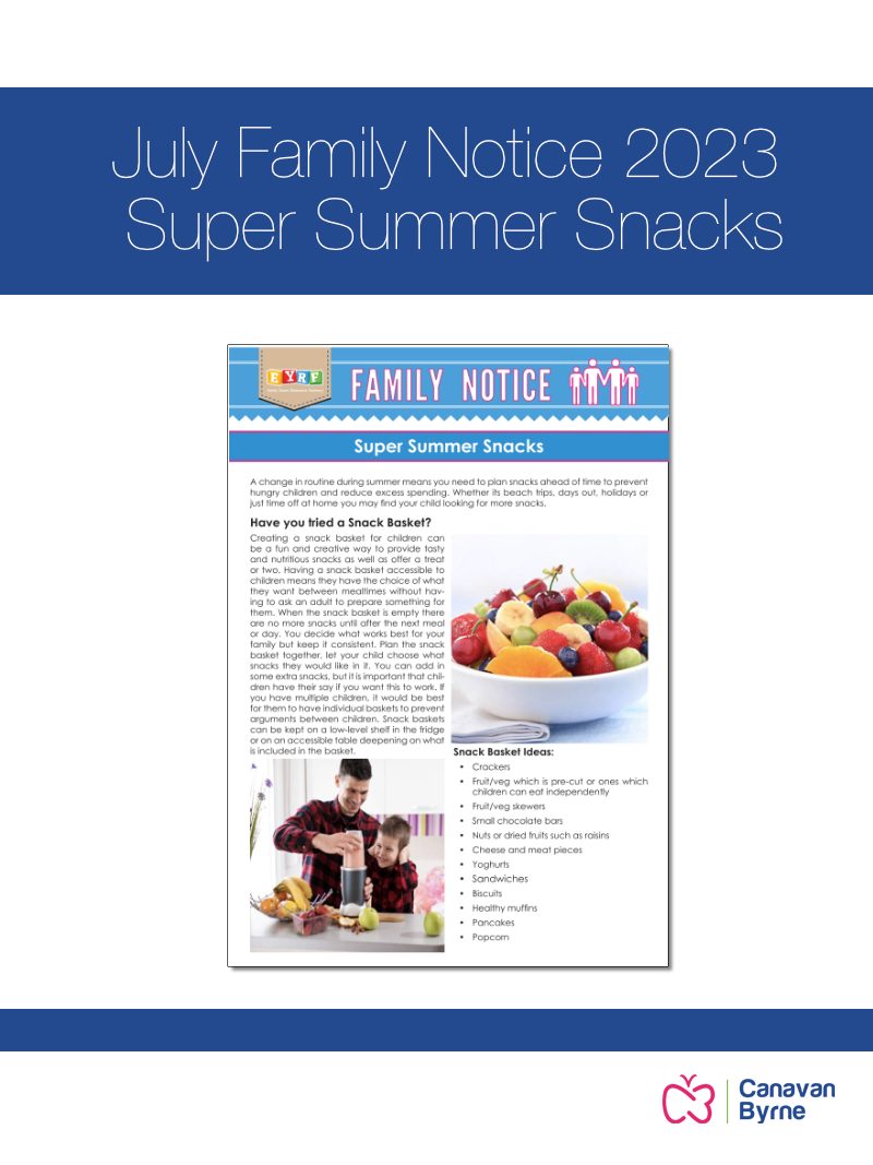 July Family Notice 2023 Super Summer Snacks