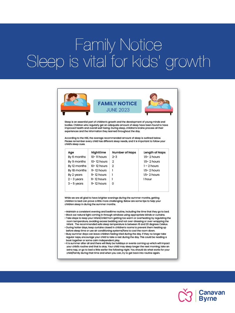 Family Notice Sleep is vital for kids’ growth